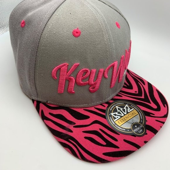 Essencial Key West Florida Conch Republic Embroidered Snapback Hat Gray/Pink - Picture 5 of 16
